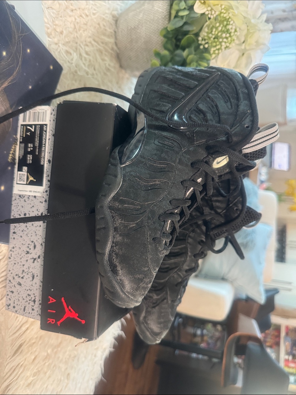 Nike Black Velvet Foamposite Sneakers